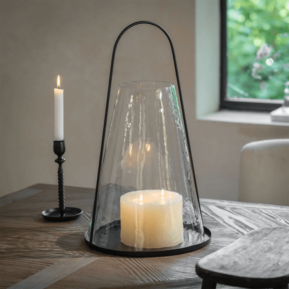 Winchcombe Glass Lantern, Black