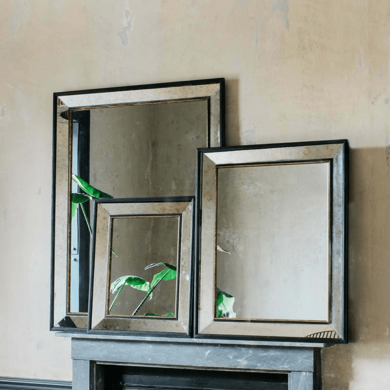 Phillipe Antiqued Mirror, Black / Gold