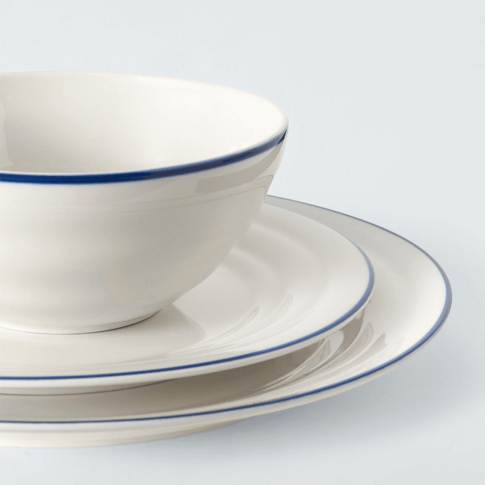 Harbour 12 Piece Dinner Set, White/Blue