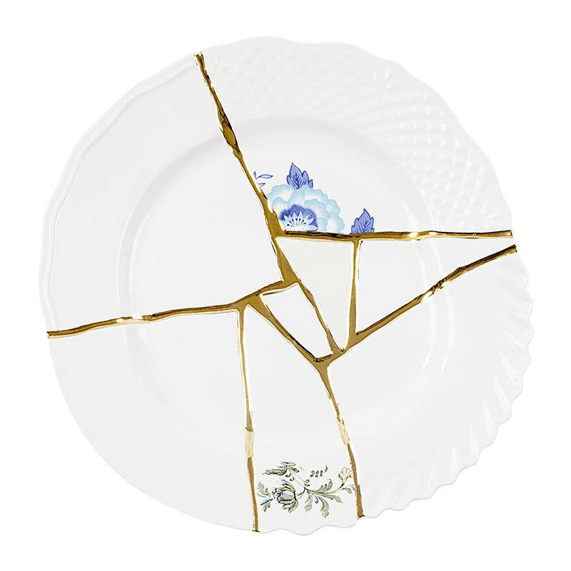 Kintsugi - No3 Dinner plate, white/gold