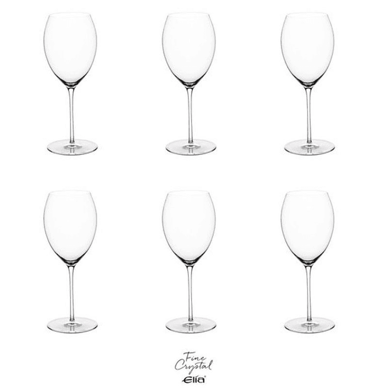 Liana Set of 6 Crystal White Wine Glasses, Clear