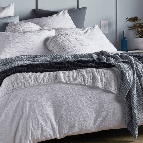 Image showing the Seersucker 100% Cotton Housewife Pillowcase, White product.