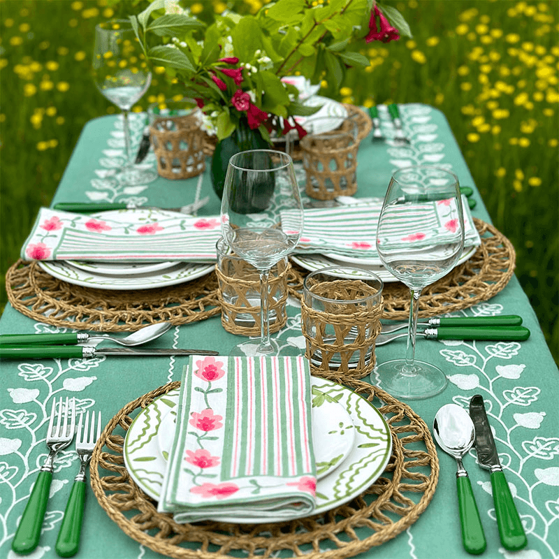 Suzani Stripe Set of 4 Napkins, Green
