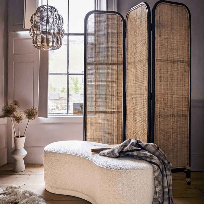 Rattan Screen, Black & Natural