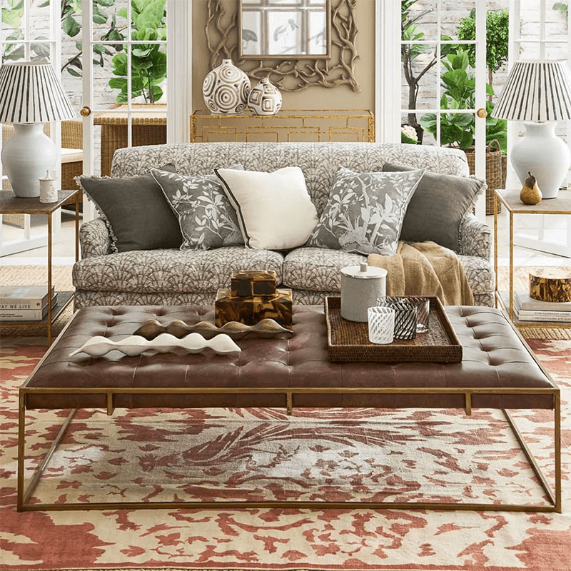 Wallace Coffee Table, Aged Hazelnut Leather