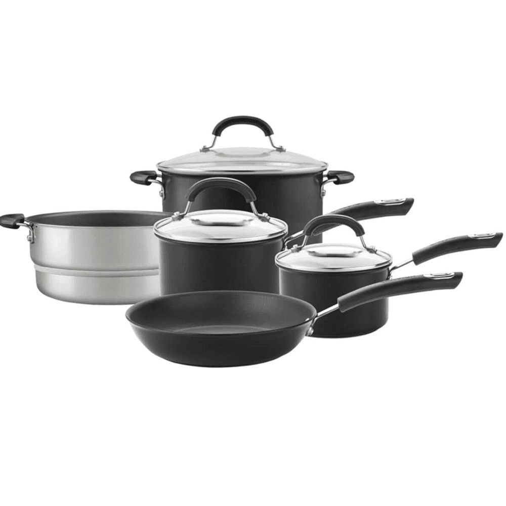 Total Hard Anodised Non Stick Set of Pans, Black
