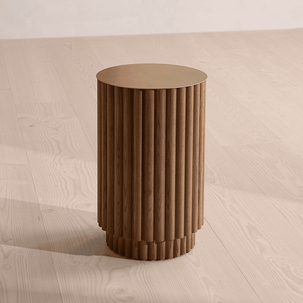 Barrel Side Table, Dark Oak