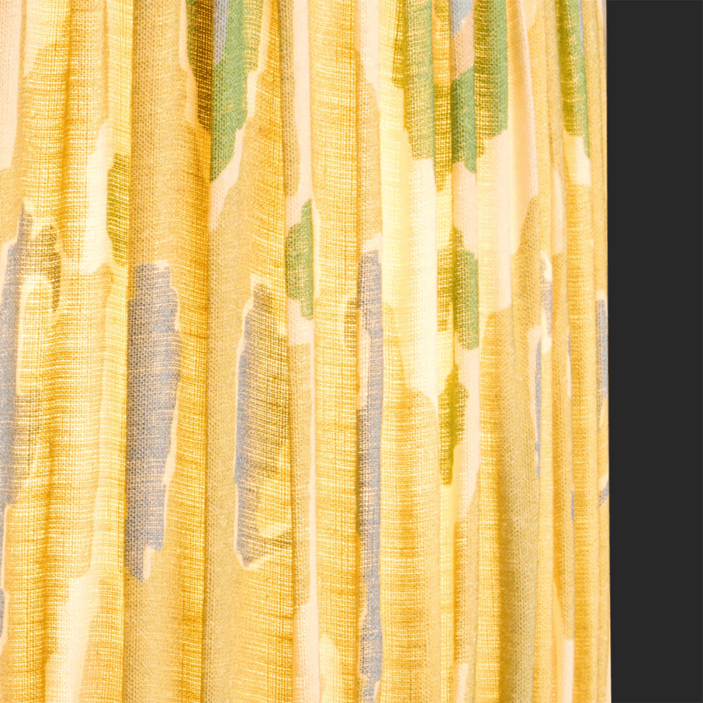 Tapered Drum Gathered Shade, Green & Blue Linen