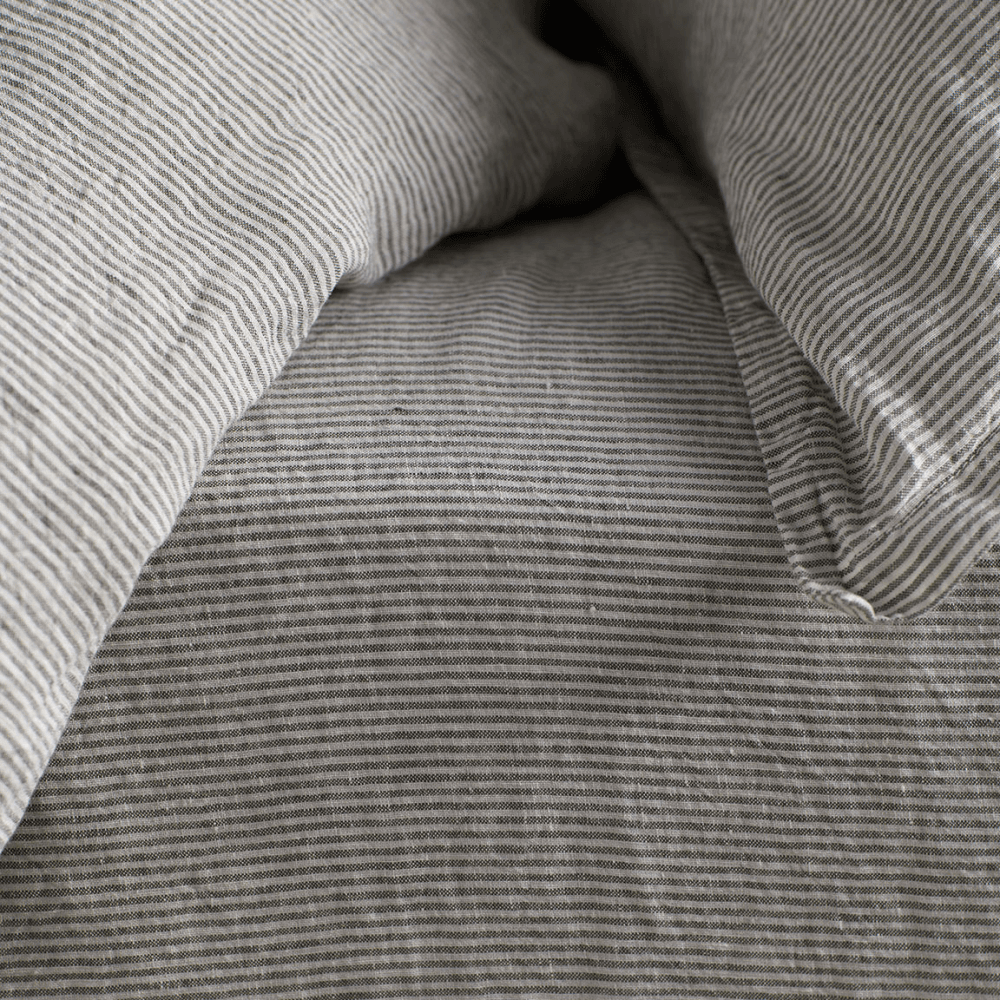 Sid Stripe 100% Linen Fitted Sheet, Olive Green