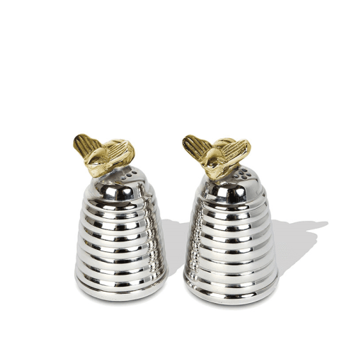Image showing the Bee Cruet Set, Silver & Gold product.