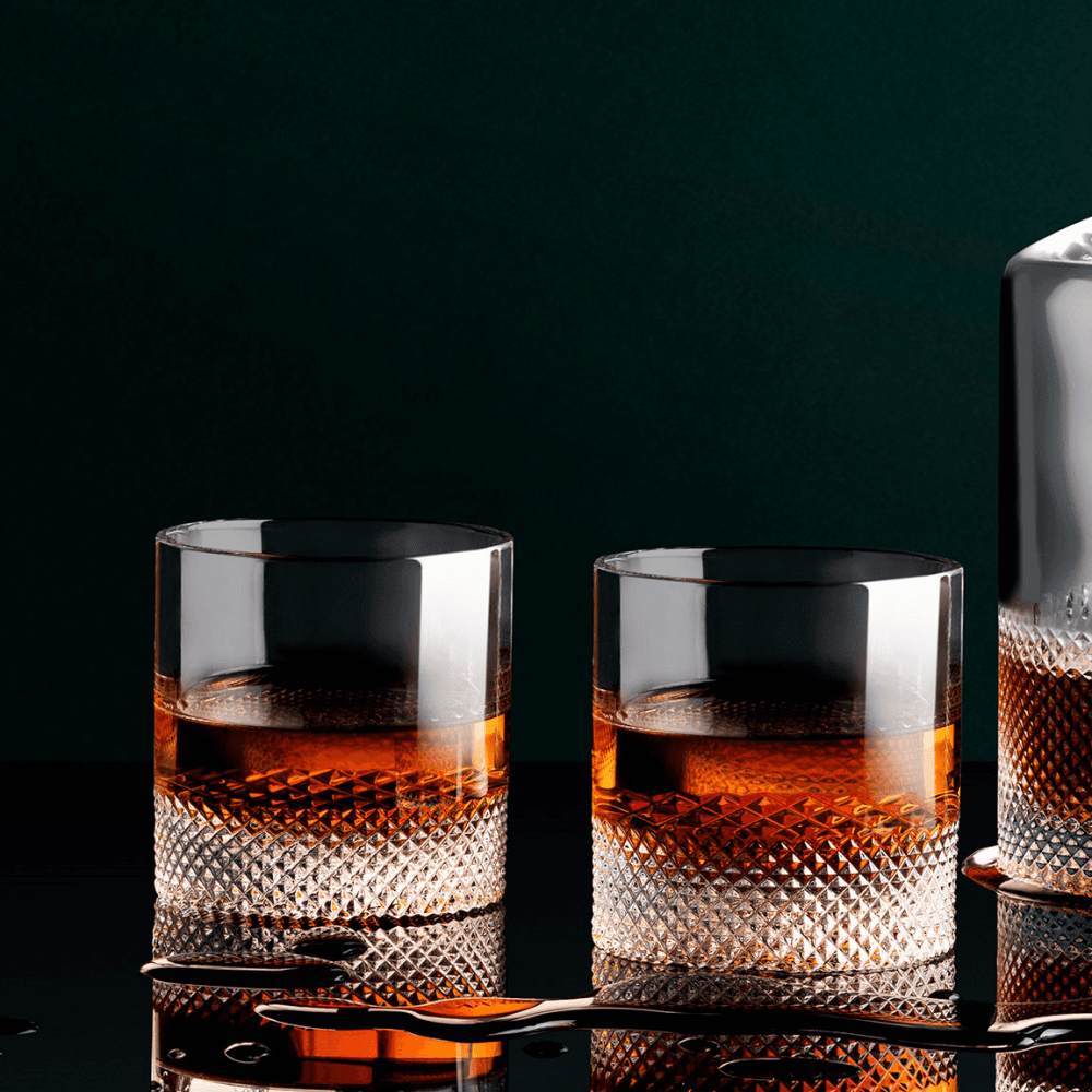 Diamond Cut Crystal Double Old Fashioned Tumbler