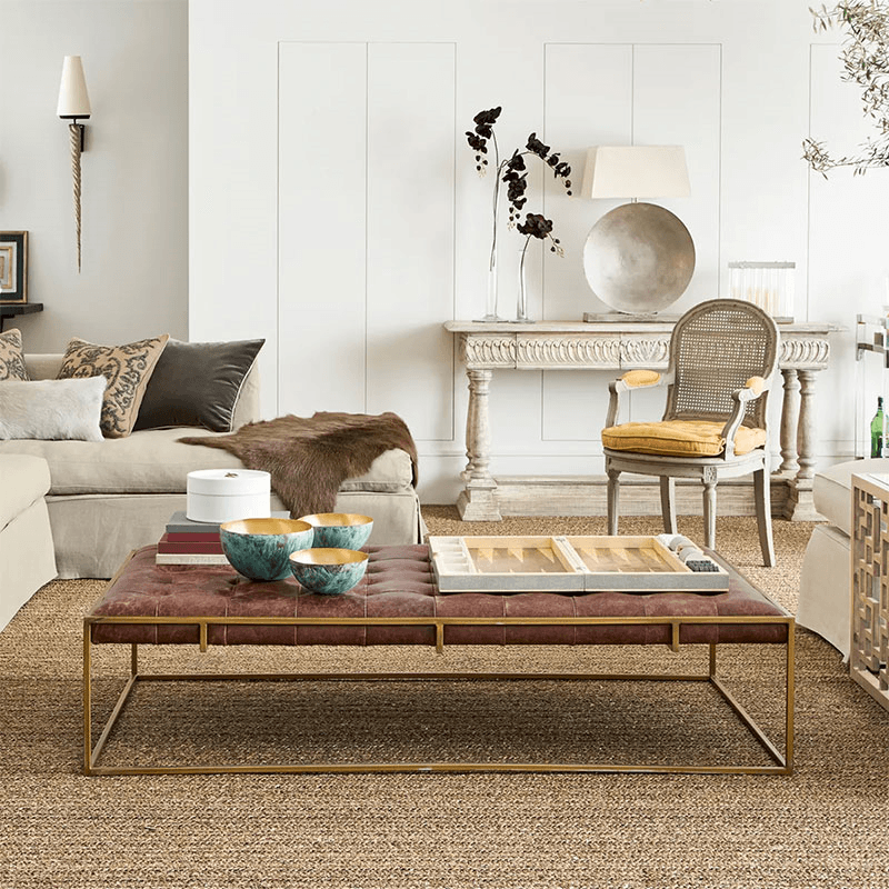 Wallace Coffee Table, Aged Hazelnut Leather