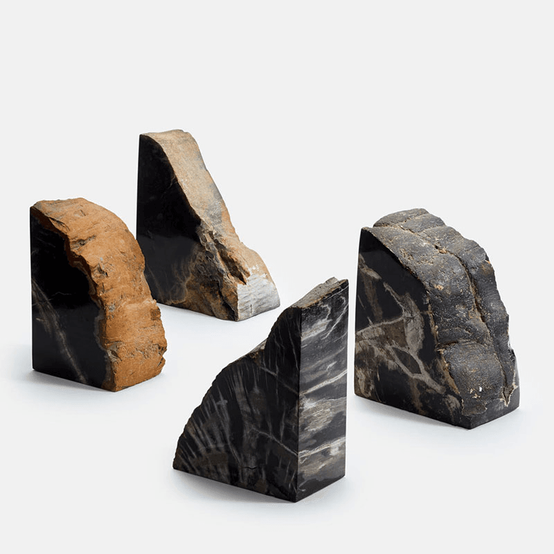Balfern Petrified Wood Bookends, Black