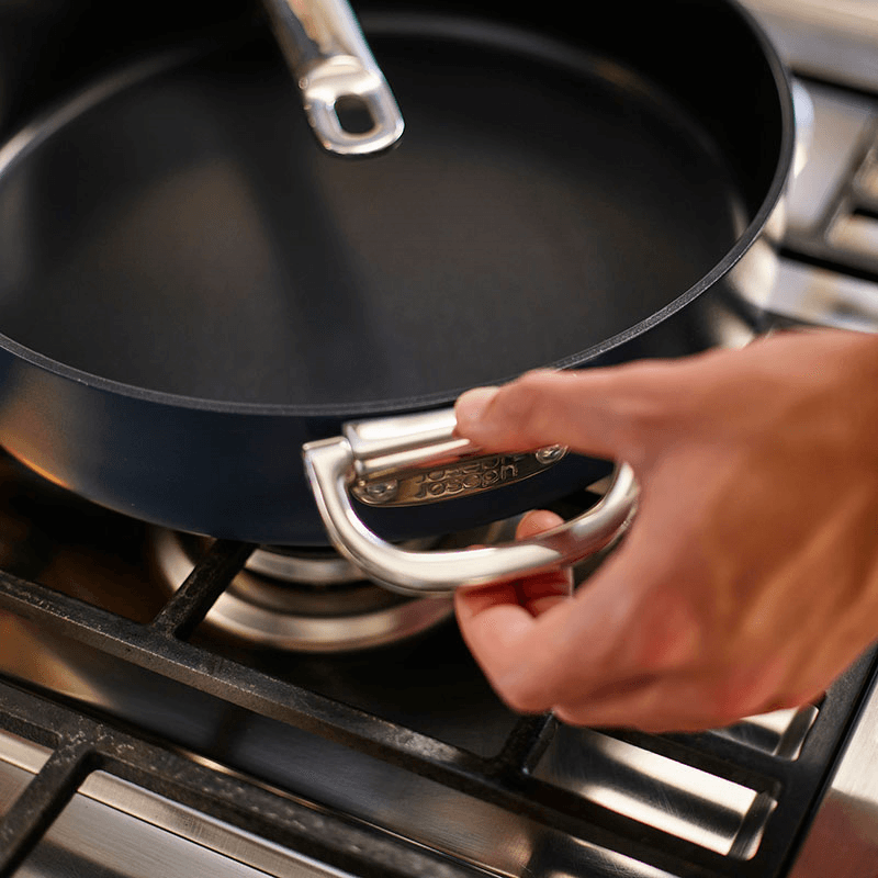 Space Folding Ceramic Non-Stick Saute Pan & Lid, Midnight Blue