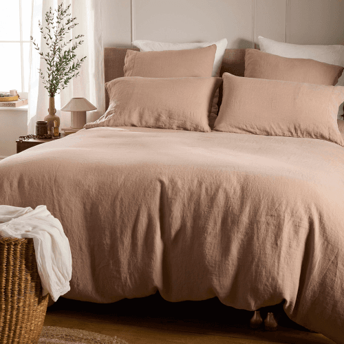 Image showing the 100% Linen Duvet Cover, King, Almond product.