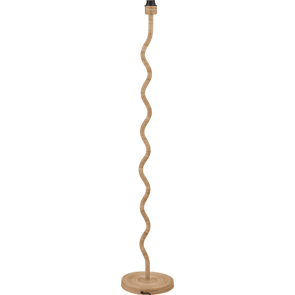 Palau Rattan Wave Floor Lamp with Harley Slubby Hopsack Lampshade