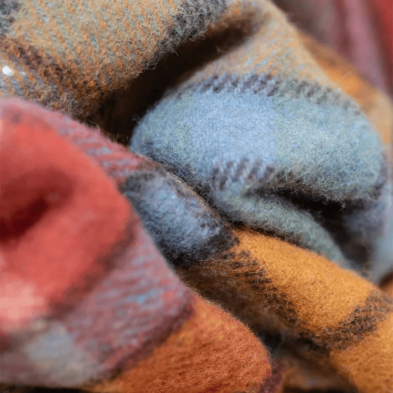 Water Resistant Recycled Wool Picnic Blanket With Taupe Leather Strap, Buchanan Antique Tartan