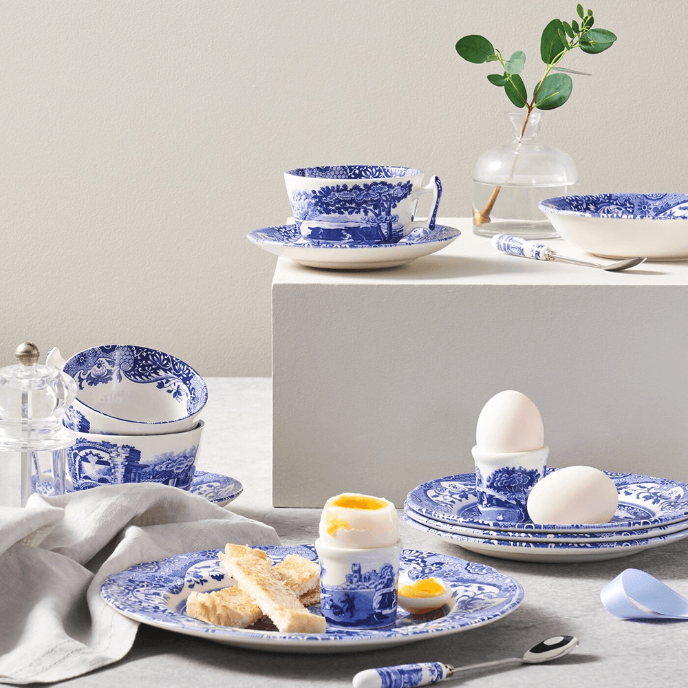 Blue Italian Set of 4 Breakfast Cups and Saucers