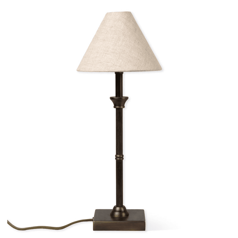 Kelmscot Table Lamp Linen Shade, Antique Bronze Finish