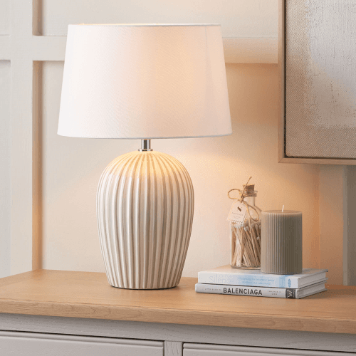 Image showing the Cannes Stripe Ceramic Table Lamp product.