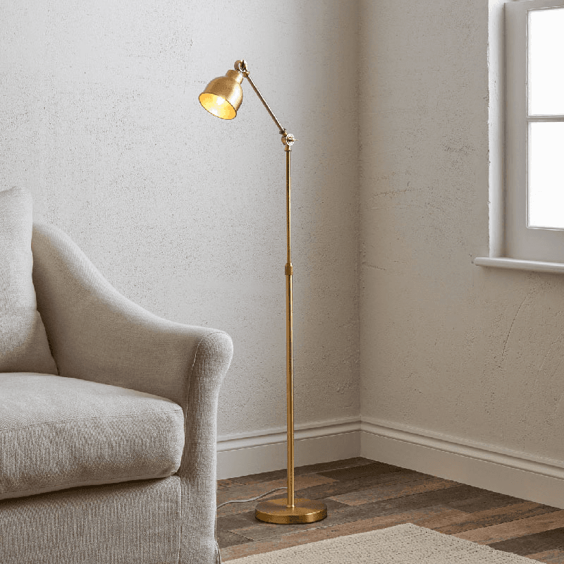 Brompton Reading Floor Lamp, Antique Brass