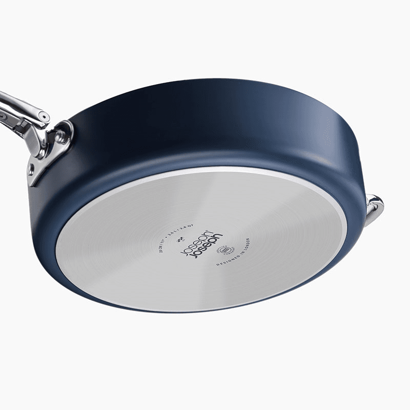 Space Folding Ceramic Non-Stick Saute Pan & Lid, Midnight Blue