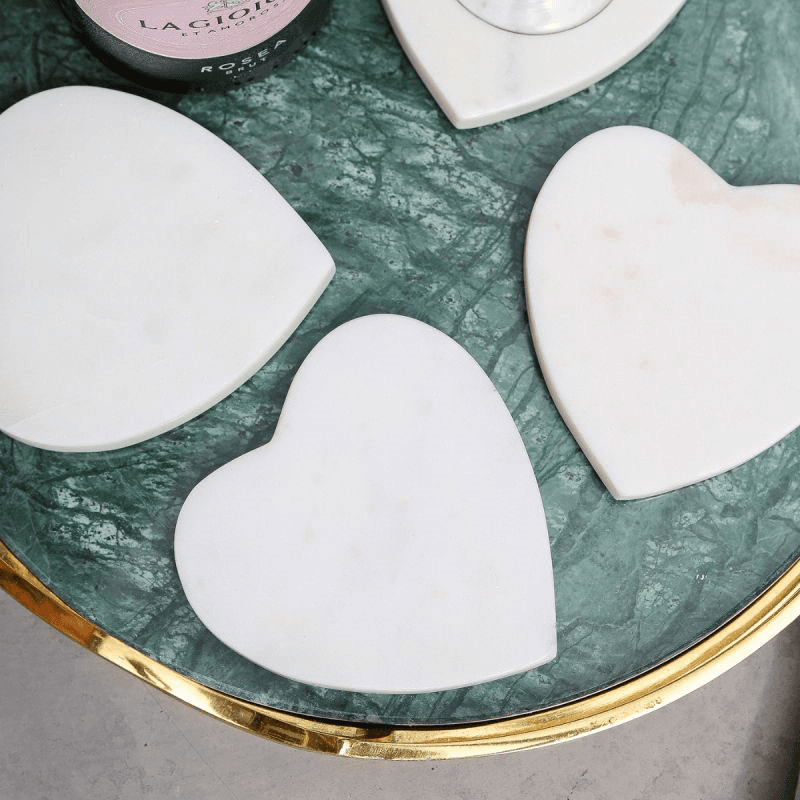 Marble Set of 4 Coasters, White