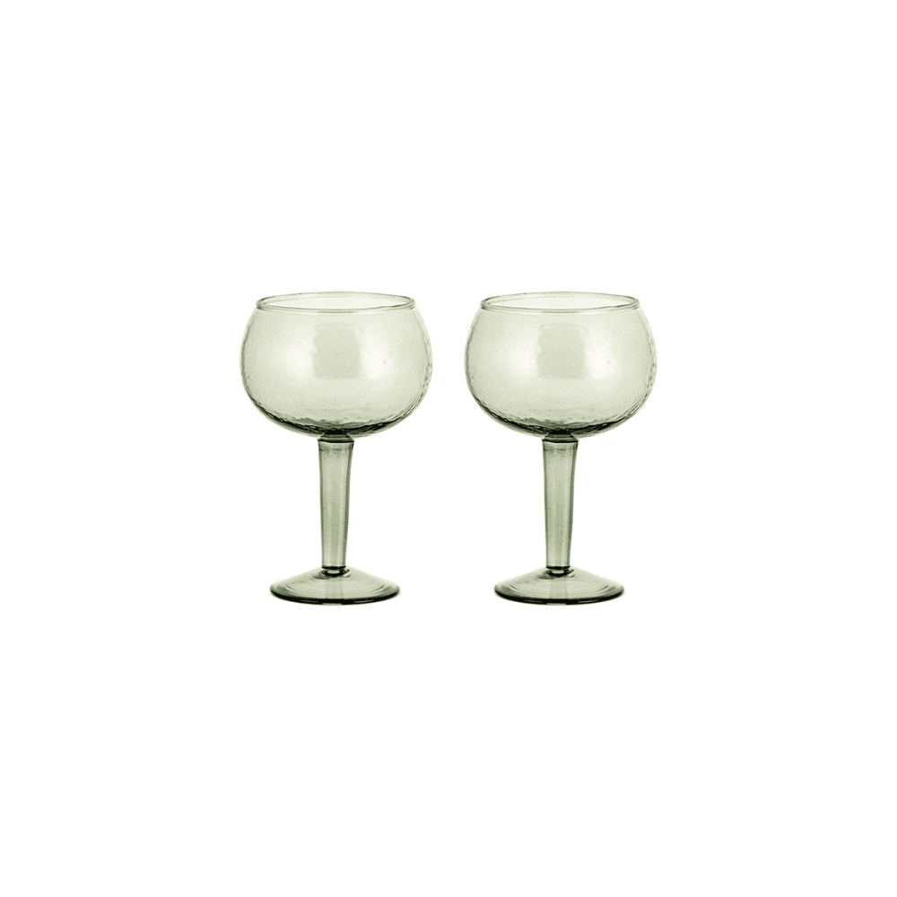 Yala Set of 2 Hammered Gin Glass, Sage Green