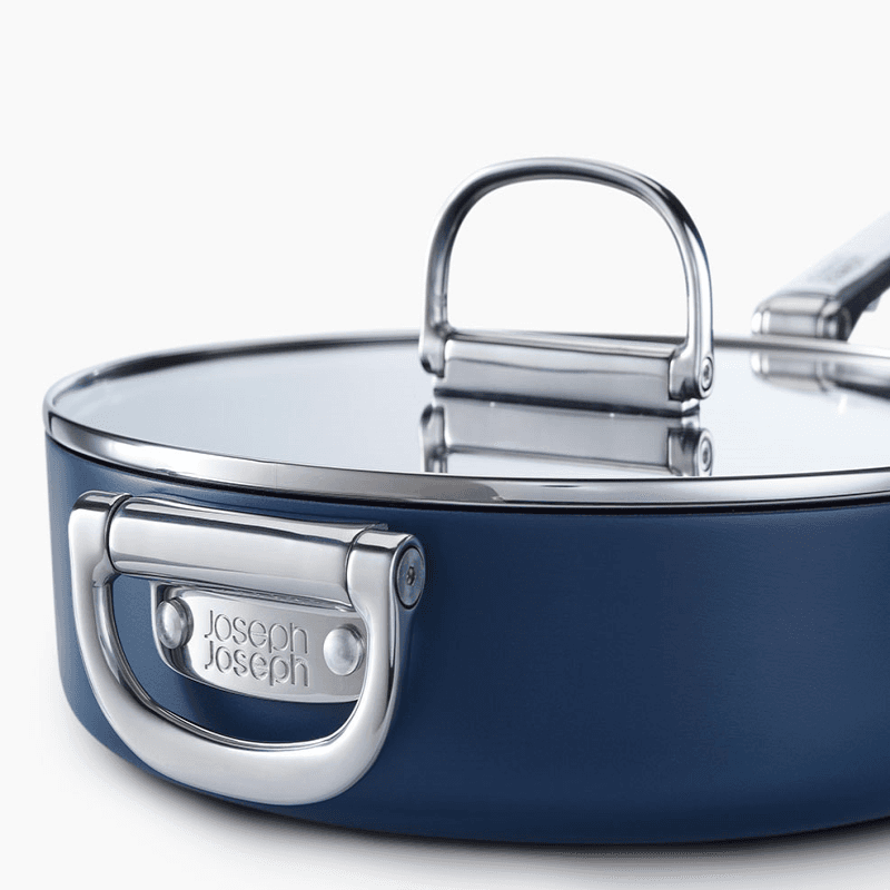 Space Folding Ceramic Non-Stick Saute Pan & Lid, Midnight Blue