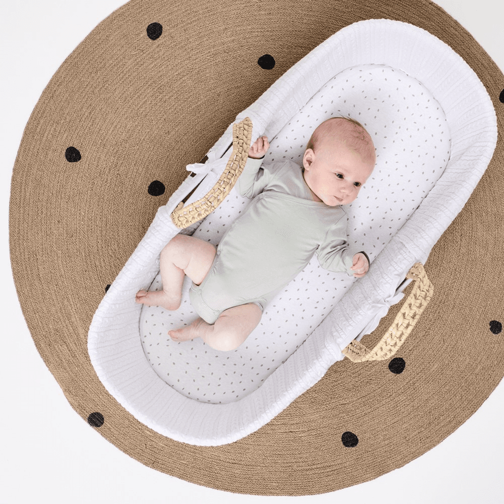 Natural Cable Knit Moses Basket & Mattress