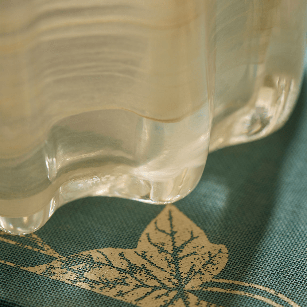Two Swirly Glass Tealight Holders, Cream