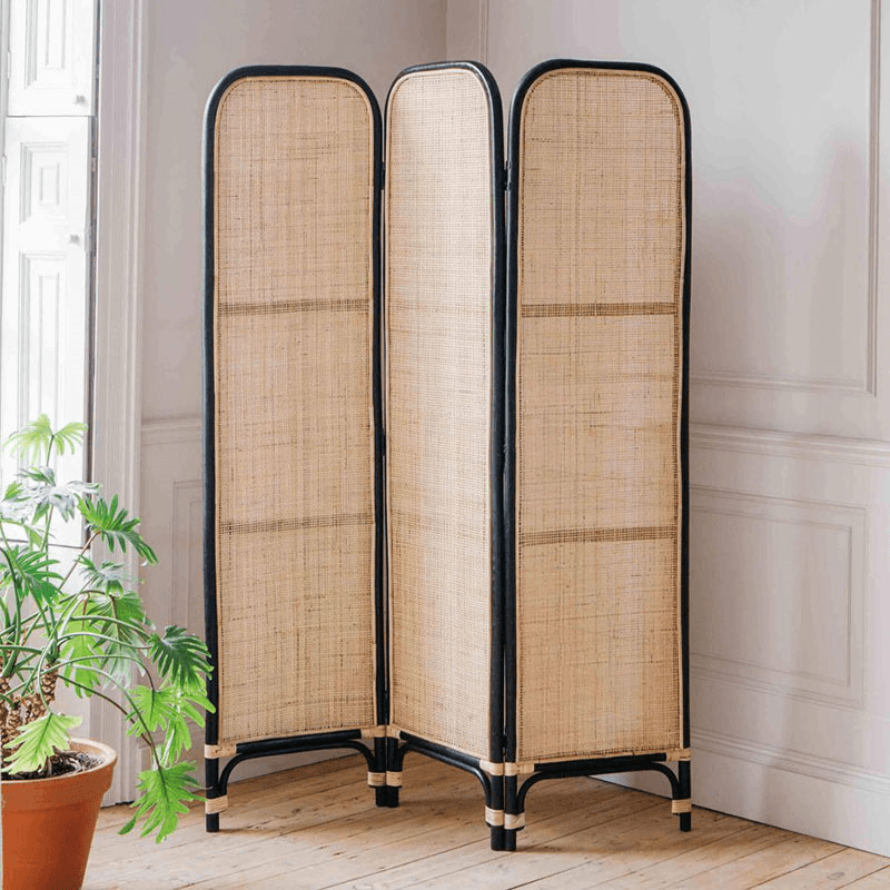 Rattan Screen, Black & Natural