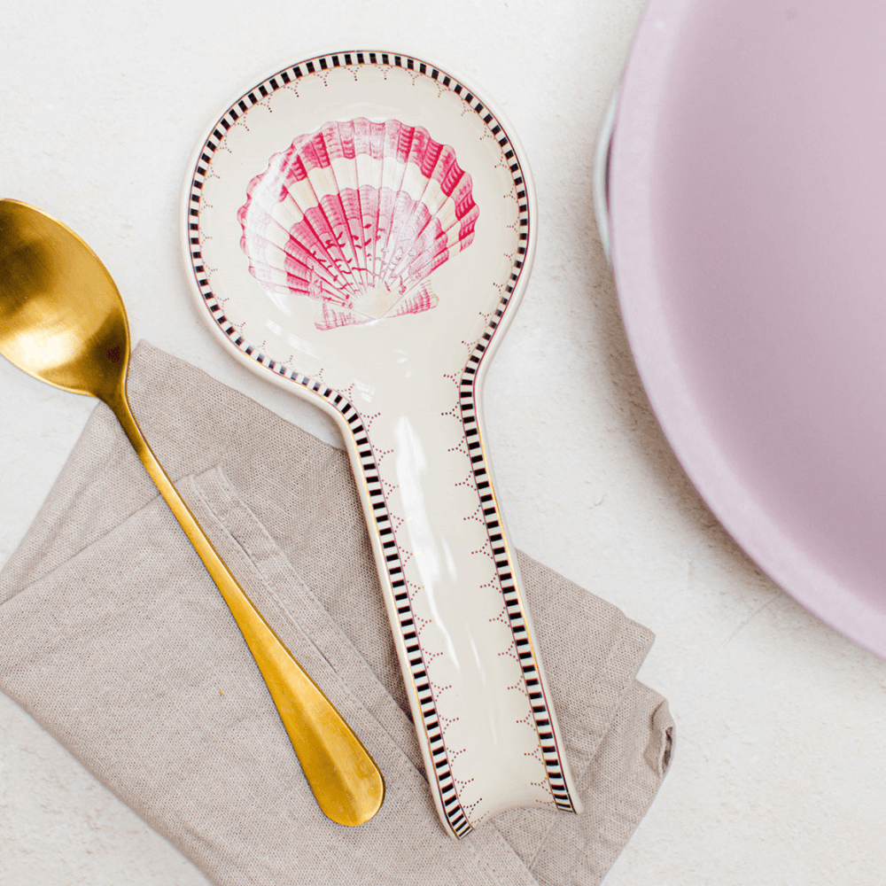Shell Spoon Rest, Pink & White