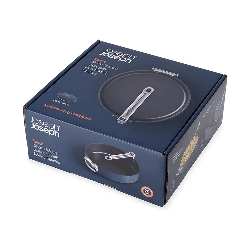 Space Folding Ceramic Non-Stick Saute Pan & Lid, Midnight Blue
