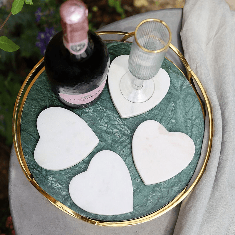 Marble Set of 4 Coasters, White