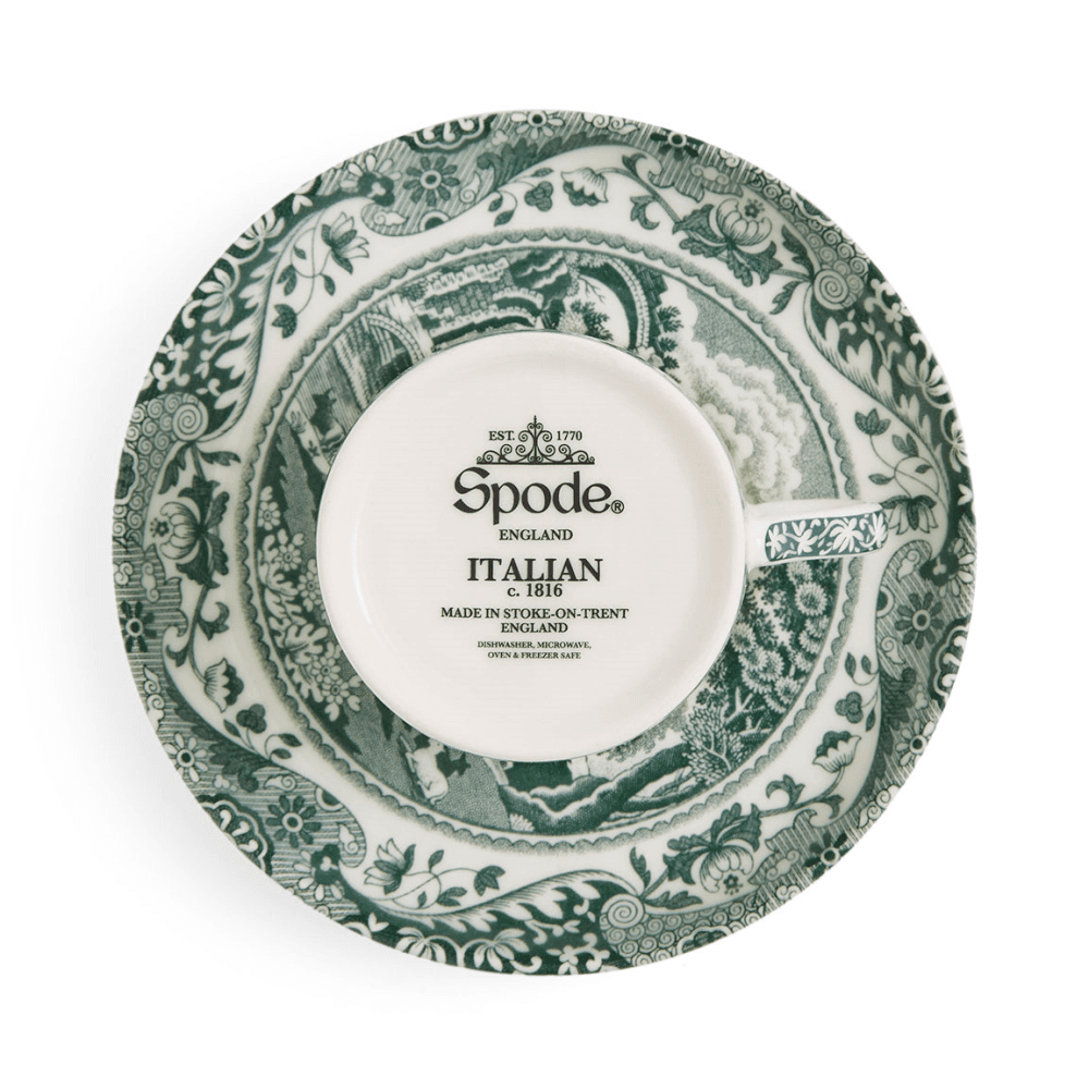 Heritage Italian Set of 4 Espresso Cups & Saucers, Green