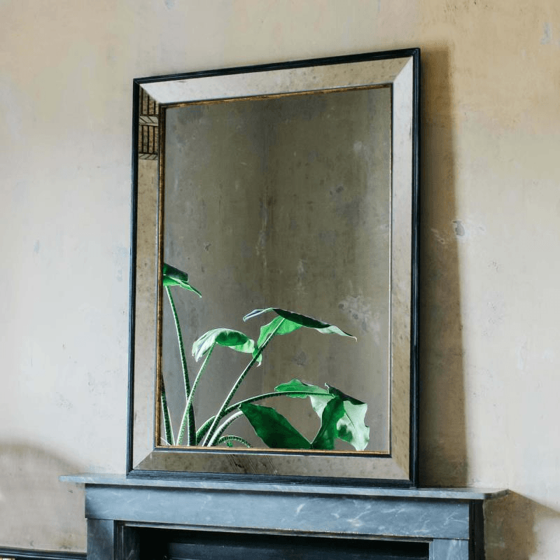 Phillipe Antiqued Mirror, Black / Gold