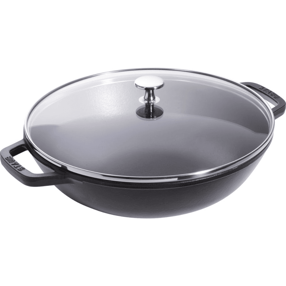 Wok with glass lid, Black