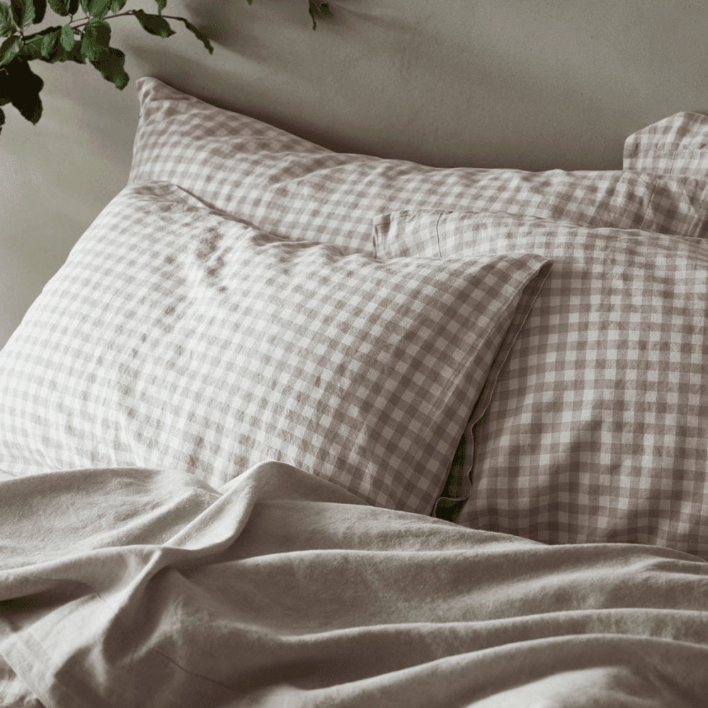 Gingham Pair of Linen Pillowcases