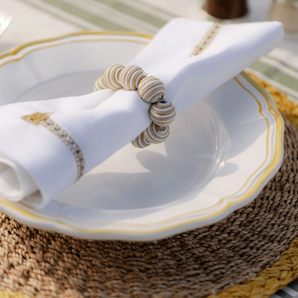Striped Set of 4 Napkin Rings