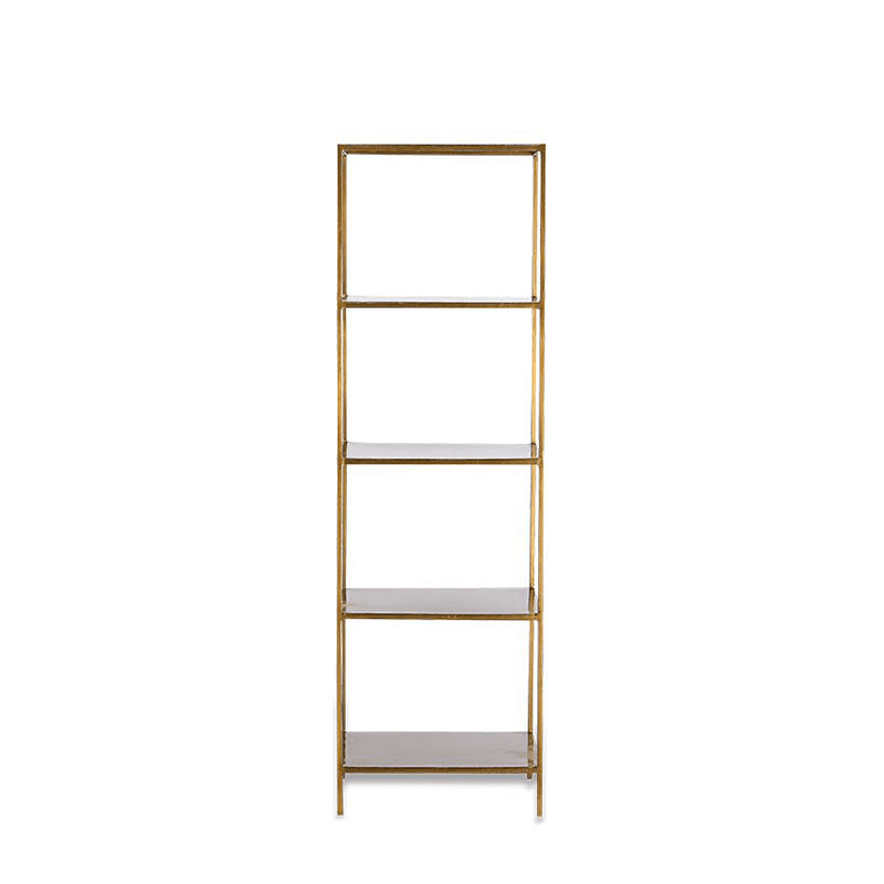 Mahi Shelving Unit, Antique Brass