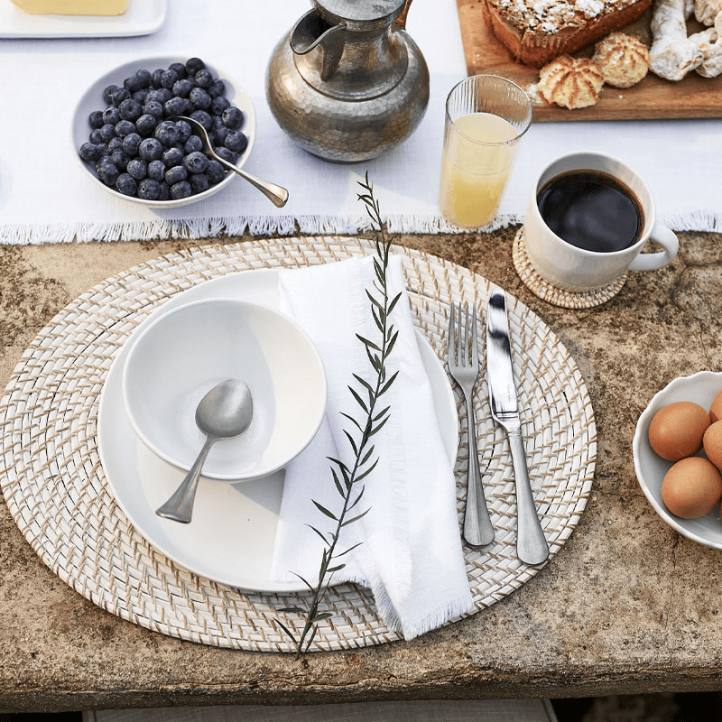 Oval Rattan Charger, White Washed
