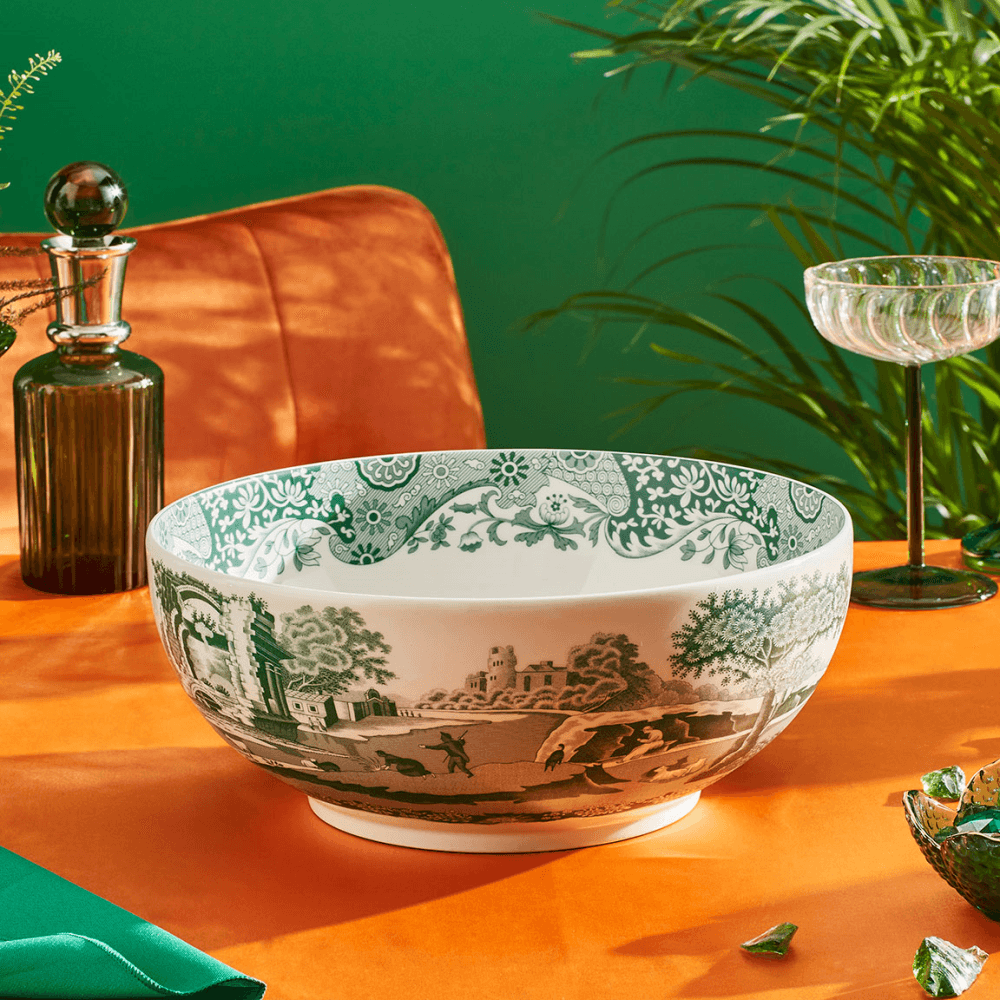 Heritage Italian Round Statement Bowl, Green