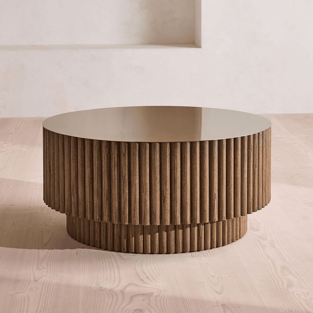 Barrel Coffee Table, Dark Oak