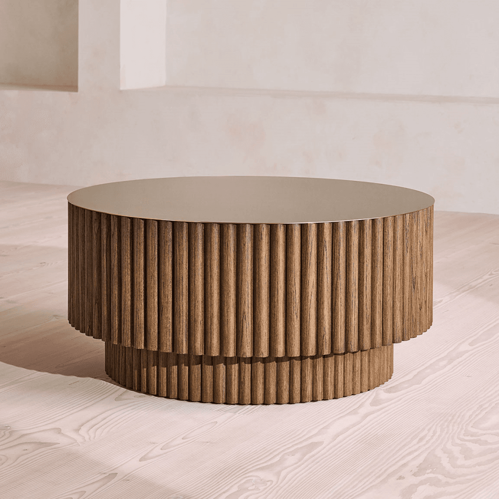 Barrel Coffee Table, Dark Oak
