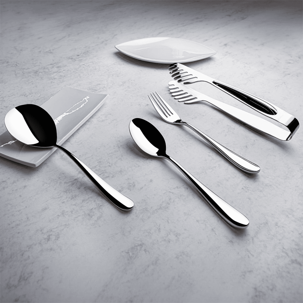Siena Pair of Salad Serving Spoons, Mirror Finish Polished