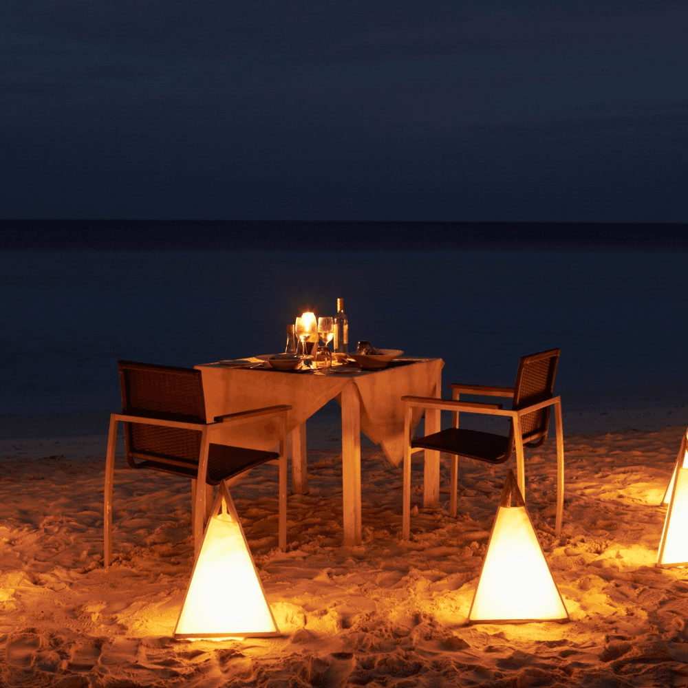 Romantic beach dinner for two