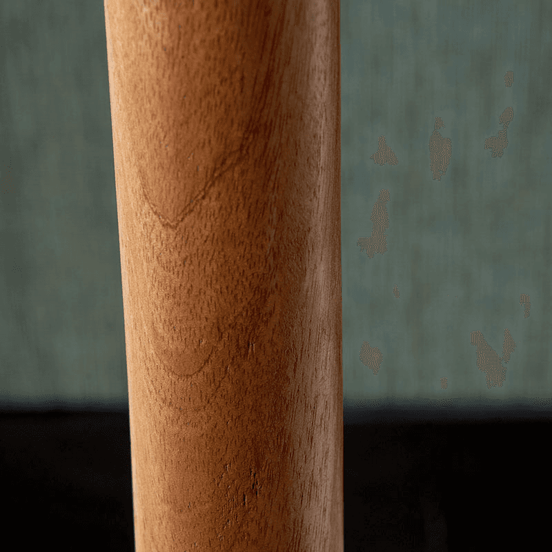 Toma Floor Lamp with Linen Drum Shade, Oiled Wood