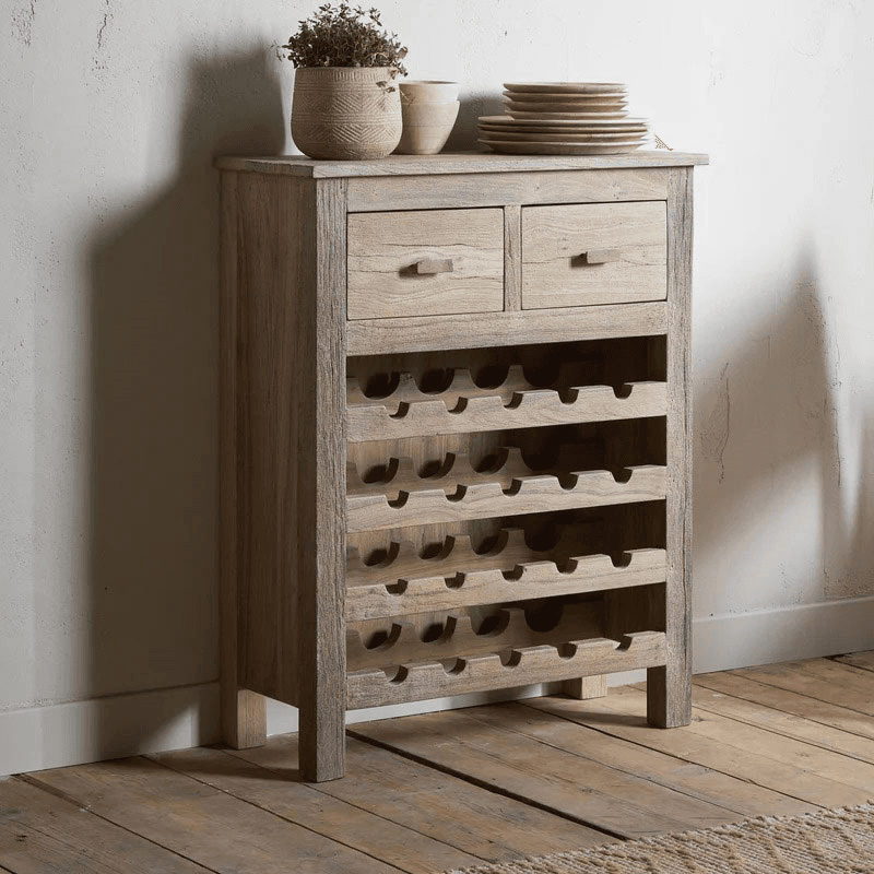 Shanthi Reclaimed Wood Wine Rack, Natural