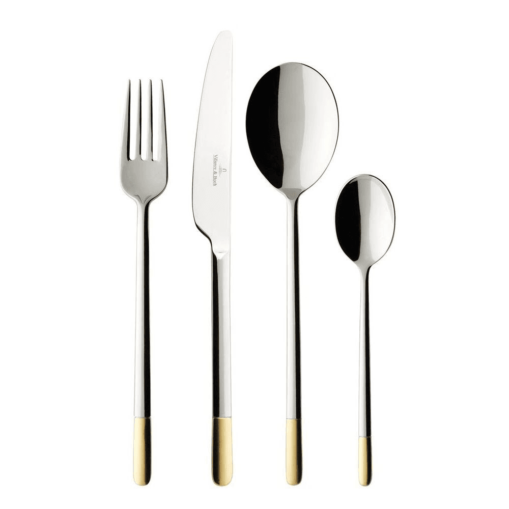 Ella 30 Piece Cutlery Set, Stainless Steel with Partial Gold Plate